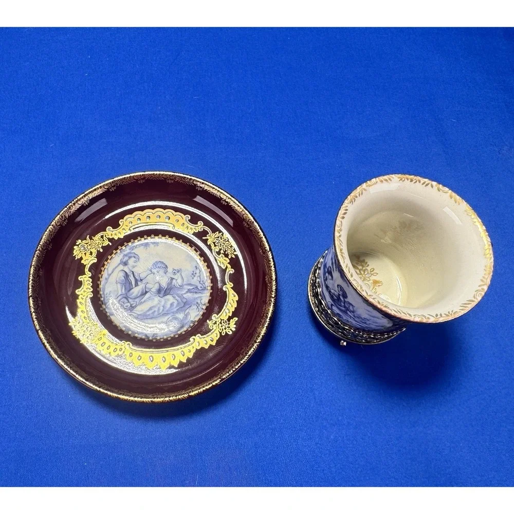 ACF Florence Italy Hand Painted Demitasse Espresso Cup & Saucer